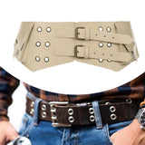 Maxbell Women Wide Belt Retro Design Exaggerated Casual Trendy Waist Belt for Ladies Skin Color