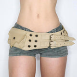 Maxbell Women Wide Belt Retro Design Exaggerated Casual Trendy Waist Belt for Ladies Skin Color