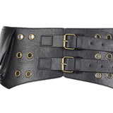 Maxbell Women Wide Belt Retro Design Exaggerated Casual Trendy Waist Belt for Ladies Black