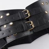 Maxbell Women Wide Belt Retro Design Exaggerated Casual Trendy Waist Belt for Ladies Black