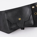 Maxbell Women Wide Belt Retro Design Exaggerated Casual Trendy Waist Belt for Ladies Black