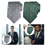 Maxbell Men Floral Tie 145cm Length Woven Neck Tie for Business Meeting Present Gift Grey