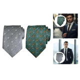 Maxbell Men Floral Tie 145cm Length Woven Neck Tie for Business Meeting Present Gift Grey