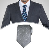 Maxbell Men Floral Tie 145cm Length Woven Neck Tie for Business Meeting Present Gift Grey
