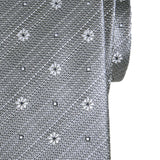 Maxbell Men Floral Tie 145cm Length Woven Neck Tie for Business Meeting Present Gift Grey