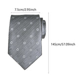 Maxbell Men Floral Tie 145cm Length Woven Neck Tie for Business Meeting Present Gift Grey