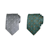 Maxbell Men Floral Tie 145cm Length Woven Neck Tie for Business Meeting Present Gift Grey