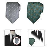 Maxbell Men Floral Tie 145cm Length Woven Neck Tie for Business Meeting Present Gift Grey