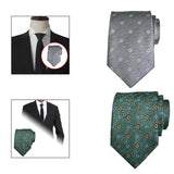 Maxbell Men Floral Tie 145cm Length Woven Neck Tie for Business Meeting Present Gift Grey