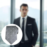 Maxbell Men Floral Tie 145cm Length Woven Neck Tie for Business Meeting Present Gift Grey