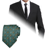 Maxbell Men Floral Tie 145cm Length Woven Neck Tie for Business Meeting Present Gift Green