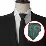 Maxbell Men Floral Tie 145cm Length Woven Neck Tie for Business Meeting Present Gift Green