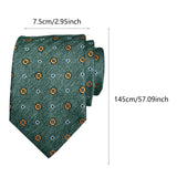 Maxbell Men Floral Tie 145cm Length Woven Neck Tie for Business Meeting Present Gift Green