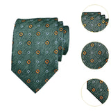 Maxbell Men Floral Tie 145cm Length Woven Neck Tie for Business Meeting Present Gift Green