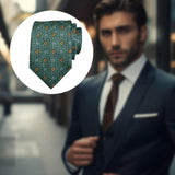 Maxbell Men Floral Tie 145cm Length Woven Neck Tie for Business Meeting Present Gift Green