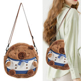Maxbell Plush Capybara Crossbody Bag for Women Soft Shoulder Bag for Holidays Street