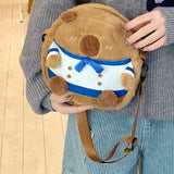 Maxbell Plush Capybara Crossbody Bag for Women Soft Shoulder Bag for Holidays Street