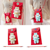 Maxbell Chinese New Year Red Envelope Crossbody Bag Party Supplies Unique Red Packet Green Bunny