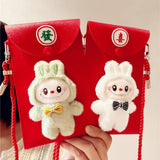 Maxbell Chinese New Year Red Envelope Crossbody Bag Party Supplies Unique Red Packet Green Bunny