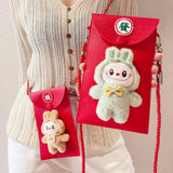 Maxbell Chinese New Year Red Envelope Crossbody Bag Party Supplies Unique Red Packet Green Bunny