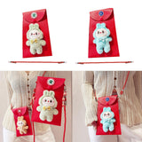 Maxbell Chinese New Year Red Envelope Crossbody Bag Party Supplies Unique Red Packet Green Bunny