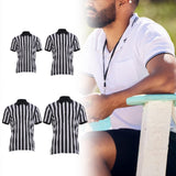 Maxbell Mens Striped Referee Shirt Stylish Short Sleeved for Fishing Football