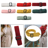 Maxbell Women Woolen Overcoat Waist Belt Wide Waist Belt for Commuting Travel White
