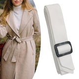 Maxbell Women Woolen Overcoat Waist Belt Wide Waist Belt for Commuting Travel White