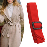 Maxbell Women Woolen Overcoat Waist Belt Wide Waist Belt for Commuting Travel Red