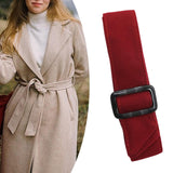 Maxbell Women Woolen Overcoat Waist Belt Wide Waist Belt for Commuting Travel Dark Red