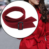 Maxbell Women Woolen Overcoat Waist Belt Wide Waist Belt for Commuting Travel Dark Red