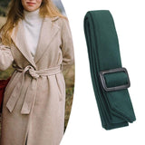 Maxbell Women Woolen Overcoat Waist Belt Wide Waist Belt for Commuting Travel Green