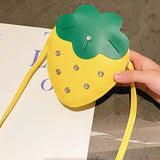 Maxbell Girls Strawberry Purse Stylish Mini Crossbody Bag for Kids Teen Girls Travel Yellow