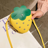 Maxbell Girls Strawberry Purse Stylish Mini Crossbody Bag for Kids Teen Girls Travel Yellow