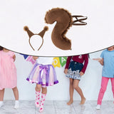 Maxbell Squirrel Ears and Tail Set Cosplay Hair Hoop for Performance Party Role Play Brown