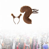 Maxbell Squirrel Ears and Tail Set Cosplay Hair Hoop for Performance Party Role Play Brown