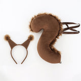 Maxbell Squirrel Ears and Tail Set Cosplay Hair Hoop for Performance Party Role Play Brown