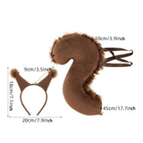 Maxbell Squirrel Ears and Tail Set Cosplay Hair Hoop for Performance Party Role Play Brown