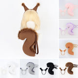 Maxbell Squirrel Ears and Tail Set Cosplay Hair Hoop for Performance Party Role Play Brown