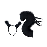 Maxbell Squirrel Ears and Tail Set Cosplay Hair Hoop for Performance Party Role Play Black