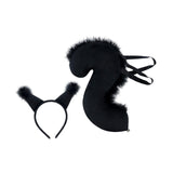 Maxbell Squirrel Ears and Tail Set Cosplay Hair Hoop for Performance Party Role Play Black