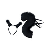 Maxbell Squirrel Ears and Tail Set Cosplay Hair Hoop for Performance Party Role Play Black