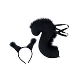Maxbell Squirrel Ears and Tail Set Cosplay Hair Hoop for Performance Party Role Play Black