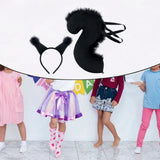 Maxbell Squirrel Ears and Tail Set Cosplay Hair Hoop for Performance Party Role Play Black