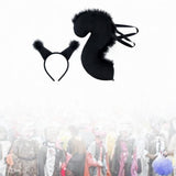 Maxbell Squirrel Ears and Tail Set Cosplay Hair Hoop for Performance Party Role Play Black