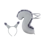 Maxbell Squirrel Ears and Tail Set Cosplay Hair Hoop for Performance Party Role Play Gray