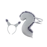 Maxbell Squirrel Ears and Tail Set Cosplay Hair Hoop for Performance Party Role Play Gray