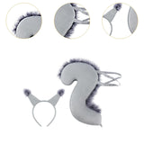 Maxbell Squirrel Ears and Tail Set Cosplay Hair Hoop for Performance Party Role Play Gray