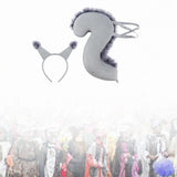 Maxbell Squirrel Ears and Tail Set Cosplay Hair Hoop for Performance Party Role Play Gray