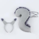 Maxbell Squirrel Ears and Tail Set Cosplay Hair Hoop for Performance Party Role Play Gray